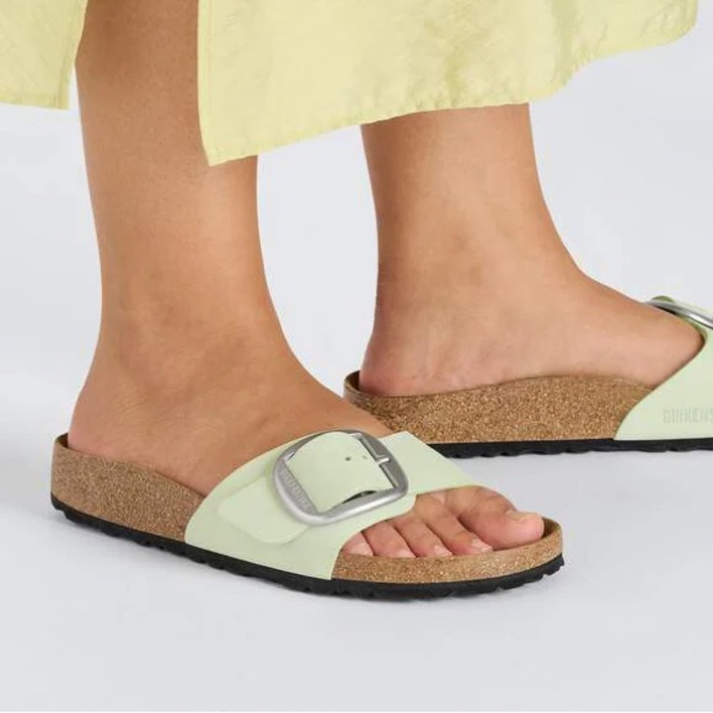 Birkenstock Pale Green Single Buckle Slide Sandals